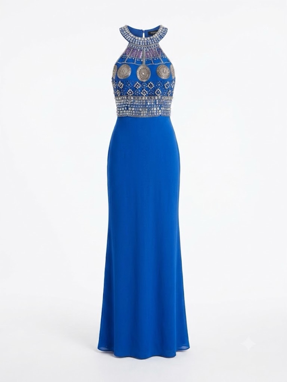 Anny Lee Royal Blue Beaded Halter Gown